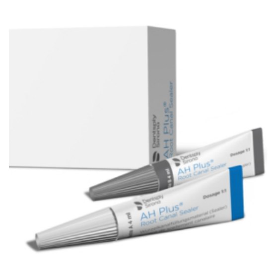 Dentsply Sirona AH Plus root canal sealer, two paste tubes with the carton
